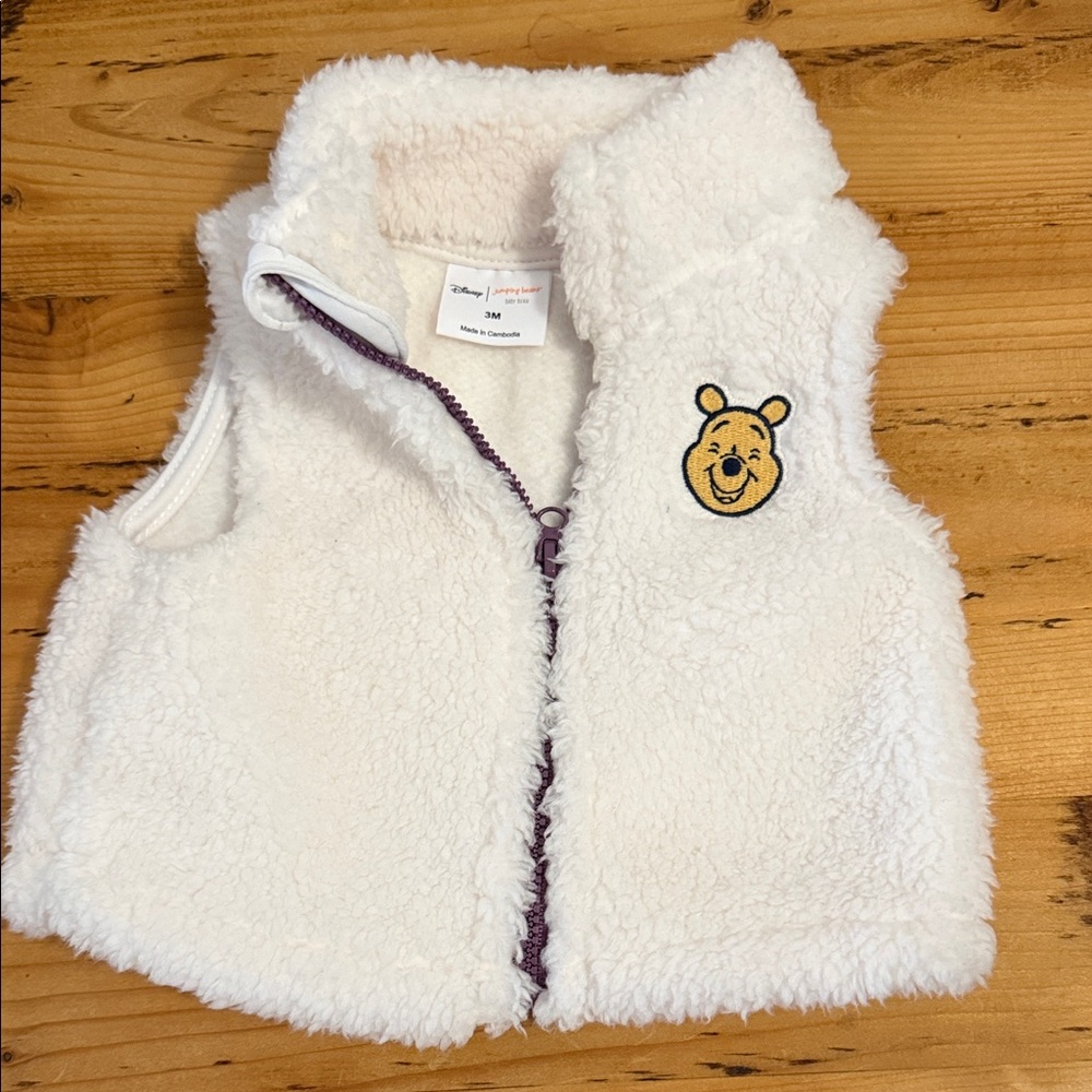 Disney Cream Sherpa Vest with Winnie the Pooh Patch